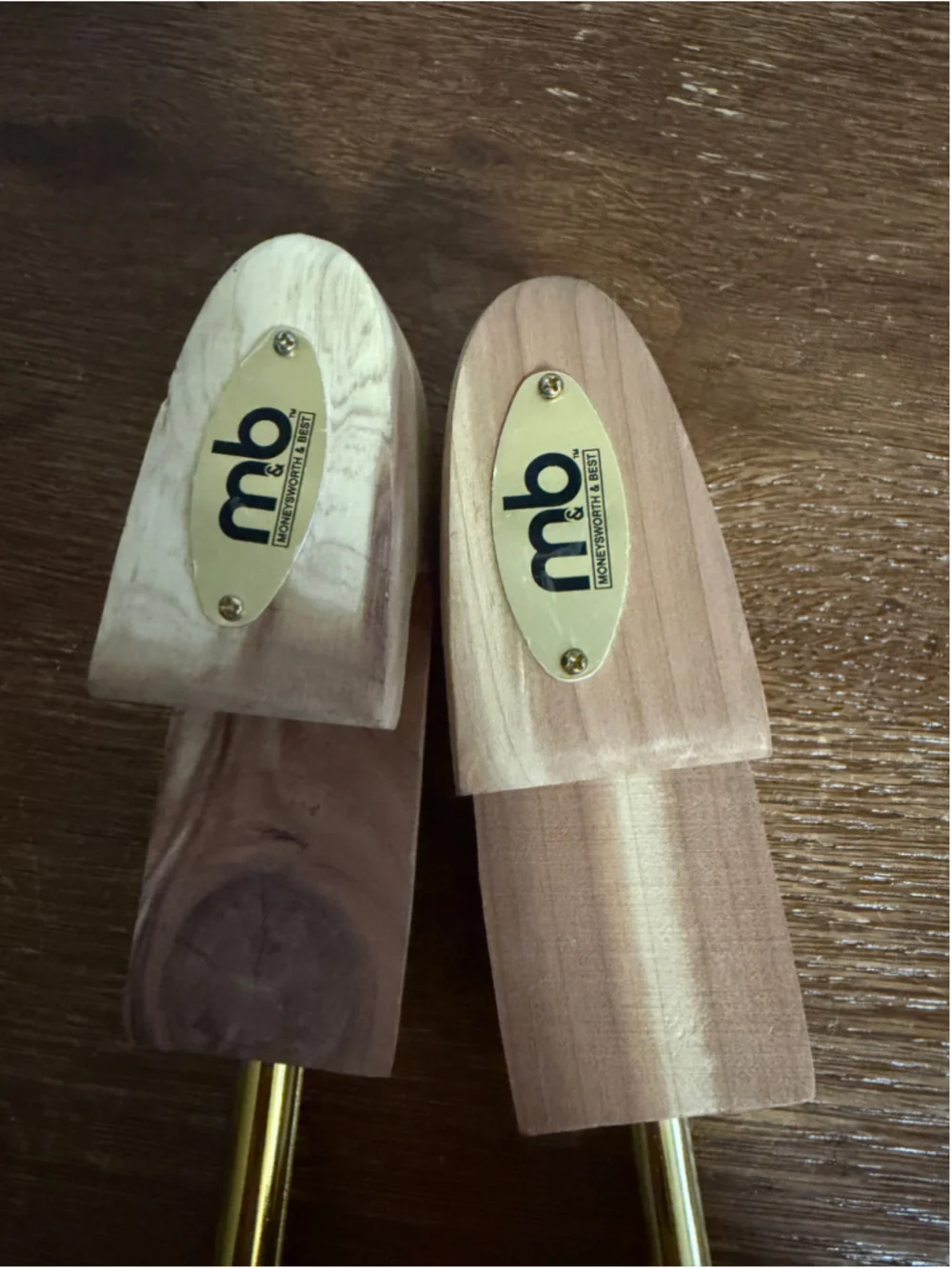 Moneysworth & Best Aromatic Cedar Shoe Trees Large Split Toe Adjustable Brass Pa